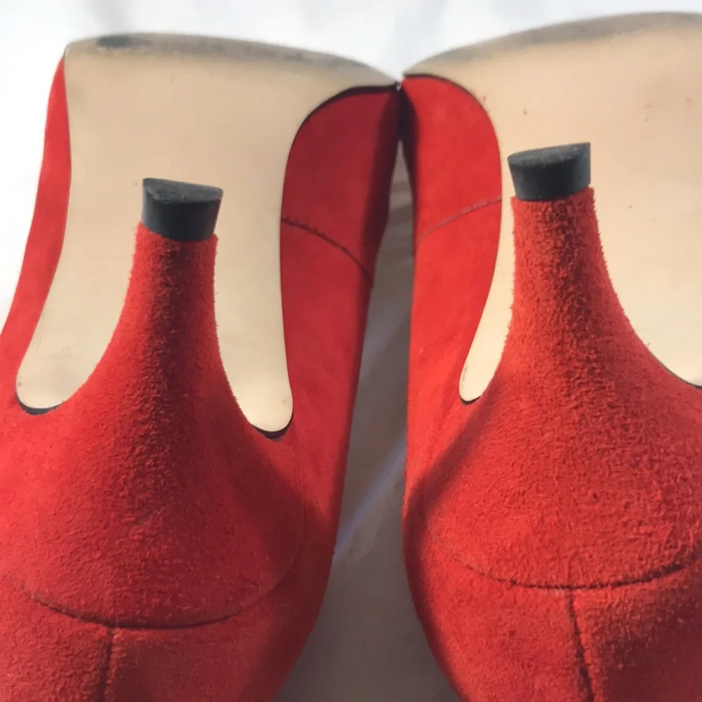 Talbots Danica Women’s Bow Accent Red Suede Slip On Kitten Heel Pointy Shoe Pump